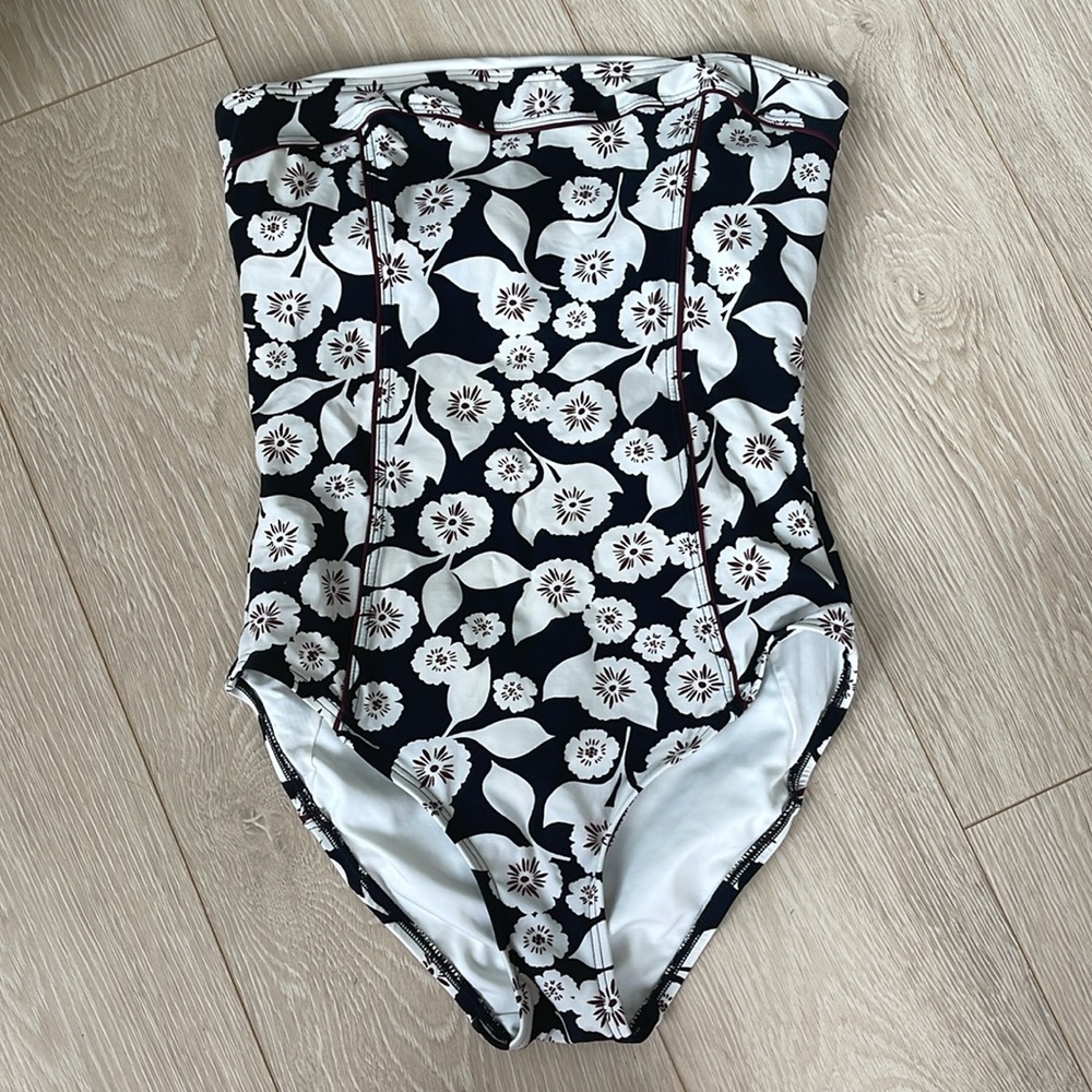 Kate Spade Vintage One Piece Strapless Swimsuit Cruise Floral Size L